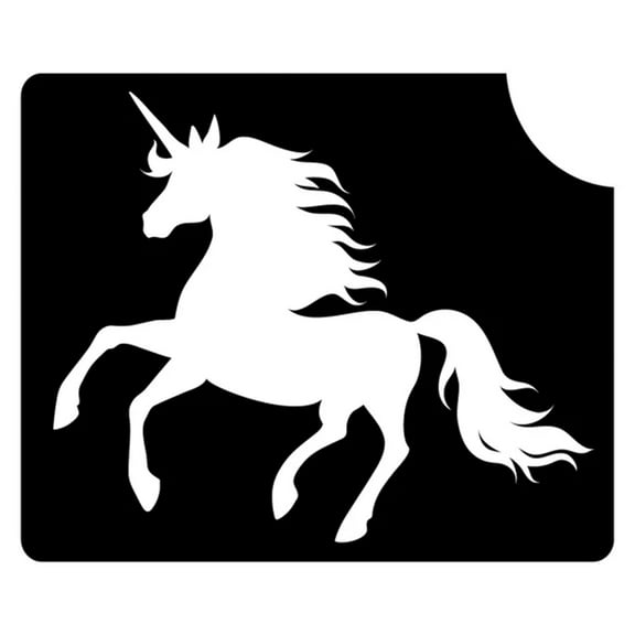 Art Factory Glitter Tattoo Stencil - Unicorn Standing (5/pack), Temporary Tattoo Template for Kids Adults, Face Paint Stencil Body Art Stencil, Stencil for Face Painting, Party, Festival, 3'' x 2.4''