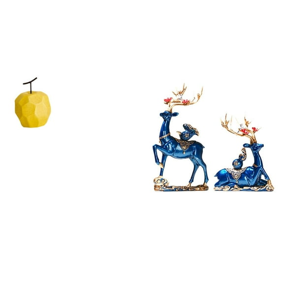 Art Figurine Porcelain Reindeer Fruit Sculpture Geometric Design for Living Room Home Office Fireplace Decor