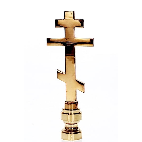 Art Finial - Brass Orthodox Cross, Set of 2 - Religious Works of Art, Update Your Lamps!