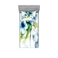 thumbnail image 1 of Art Fitted Sheet & Pillow Sham Set, Summer Flowers Essence Growth Fragrance Petals Watercolor Bouquet, Decorative Printed 4 Piece Bedding Decor Set, Twinxl, Blue Forest Green, by Ambesonne, 1 of 3