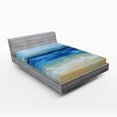 thumbnail image 1 of Art Fitted Sheet, Tropical Sandy Beach Pure Waves Tranquil Ocean Under Clouds Summer Scenery, Decorative Soft Bedding All-round Elastic Pocket, Queen Size, Navy Blue Pale Brown, by Ambesonne, 1 of 3