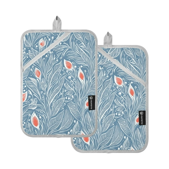 Art Floral Design 7x9.8in Pot Holder Set Heat-Resistant Oven Hot Pads Durable with Storage Loop