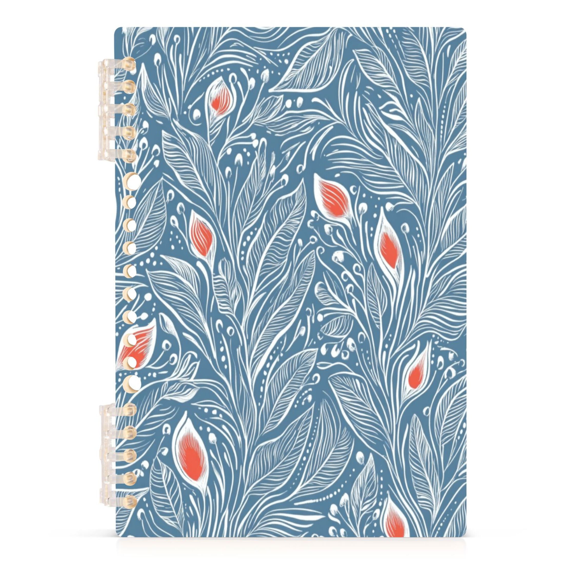 Art Floral Design A5 8.3x5.7in PP Notebook, Adjustable Rings, 60 Sheets ...