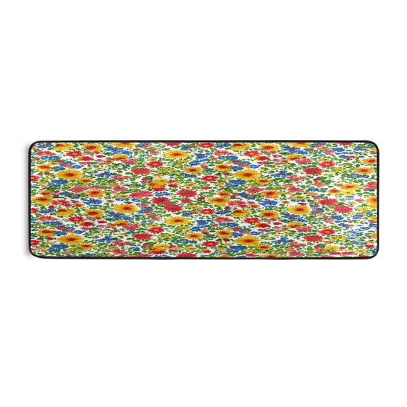 Art Floral Pattern 72x24" Runner Rug, Non-Slip Memory Foam Cushion, Anti-Crease for Hallways and Bedrooms