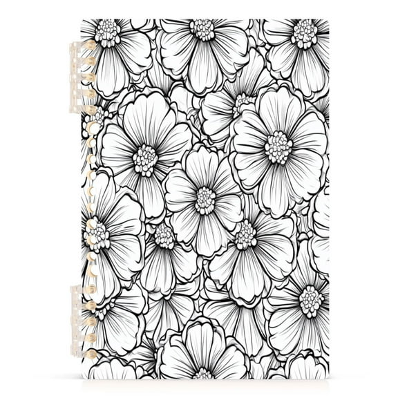 Art Floral Pattern Design A5 8.3x5.7in PP Notebook, Adjustable Rings, 60 Sheets, Diary or Journey Note