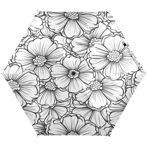 Art Floral Pattern Design Umbrellas for Sun Auto Open Close UV50+ Waterproof 5-Fold Compact Fiberglass Frame