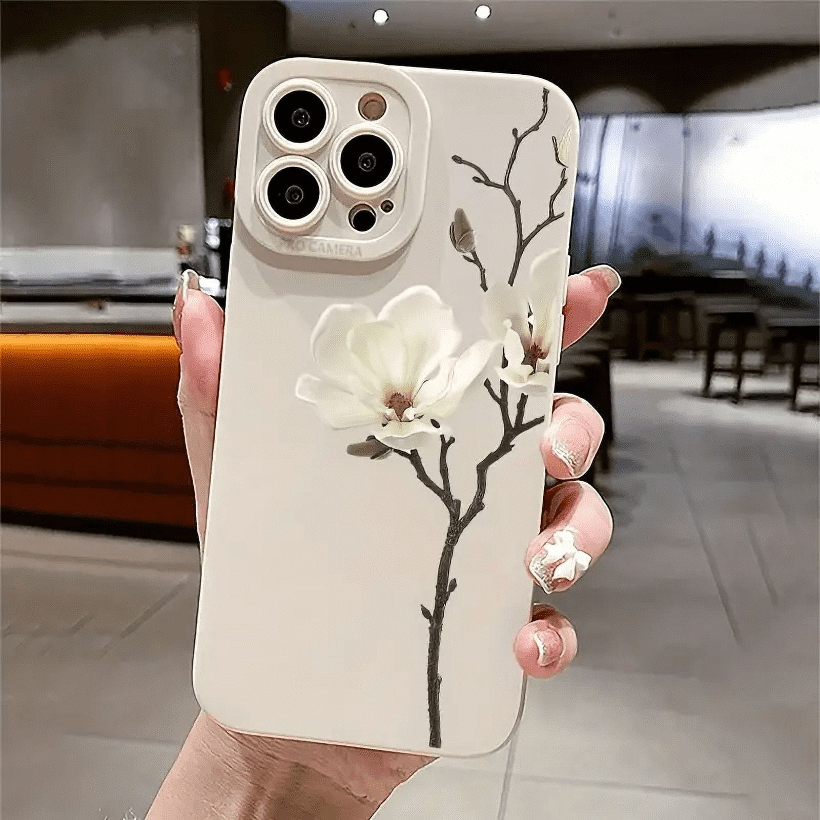 Art Flower Black Style Graphic Phone Case For iPhone 15 14 Pro Max 7 8
