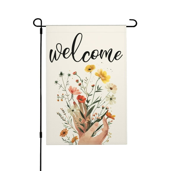 Art Flower Welcome Home Garden Flag 12x18 Inch Double Sided for Outdoor House Summer Fall Spring Flag Yard Decoration