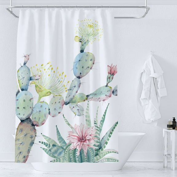Art Flowers Shower Curtain Butterfly Pattern Waterproof Polyester Bathroom Curta
