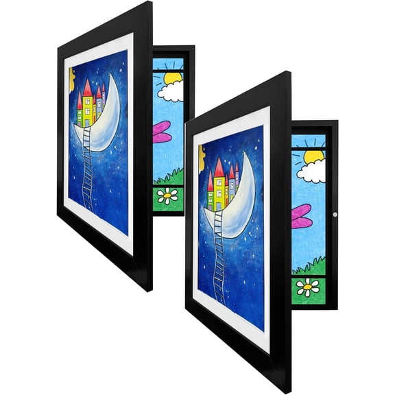 Art Frame,  Artwork Frames Changeable, Art Frames for  Art, 8.5x11 Front Loading Art Black Frame Holds Art Display 150 count (BLACK -2-Pack)