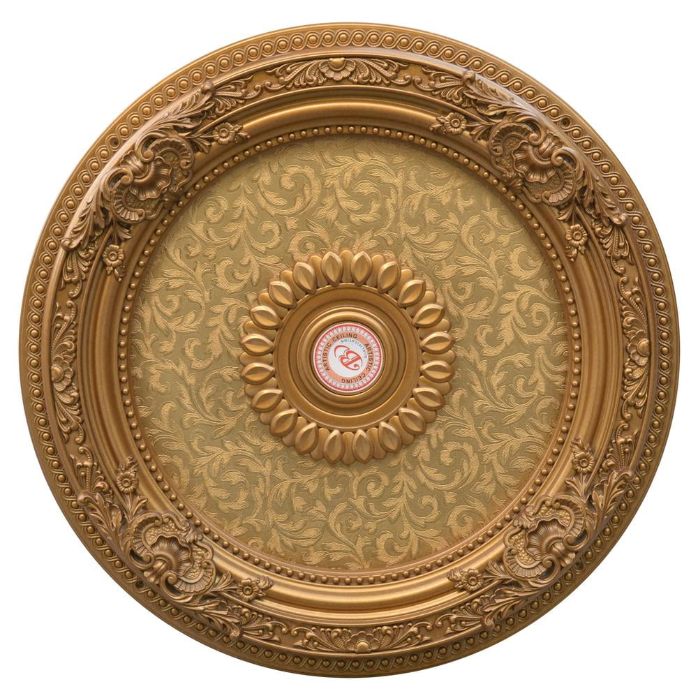 Golden Floral Polystyrene Ceiling Medallion, 24 Inches
