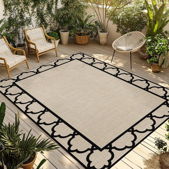 Eoutide Rugs Fall Countryside Outdoor Rug, Wildflowers Field Trees Grass Rustic Sky ...