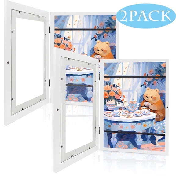 Art Frames Picture Artwork Frames Changeable Artwork Display Storage Wood Wall Frames 8.5" x 11" 2 Pack White