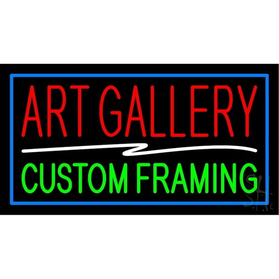 Art Gallery Custom Framing LED Neon Sign 20 x 37 - inches, Clear Edge Cut Acrylic Backing, with Dimmer - Bright and Premium built indoor LED Neon Sign for art gallery, and exhibition.