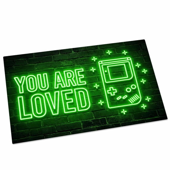 Art Gaming Icons Door Mat 20x31.5 Inch Multi Panel Neon Letter Green Modern Entryway Rug with Non-Slip Rubber, Front Door Mat Indoor Floor Mats for Living Room Bathroom Bedroom Home Office