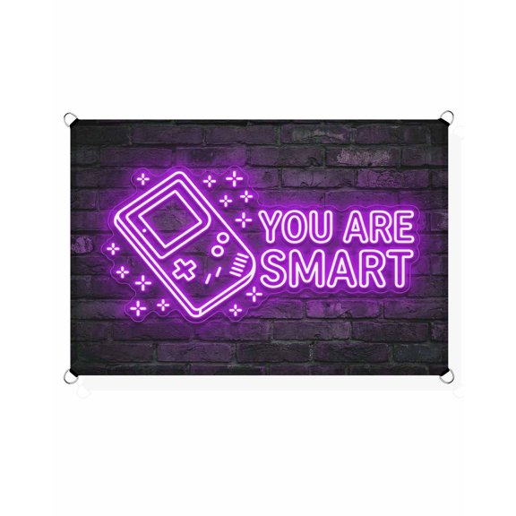 Art Gaming Icons Sun Shade Sail 6.5'X10' Multi Panel Neon Letter Yellow You Are Smart UV Block Outdoor Sail Shades Breathable Waterproof Rectangular Sunshade for Patio Garden Pool Pergola Porch