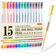 Art Gel Pens, Shuttle Art 15 Colors Japanese Style Pens, 0.38mm Extra-Fine Ballpoint Pens for Home and Office