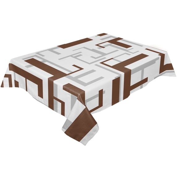 Art Geometric Figures Red Grey Wedding Decorative Kitchen Waterproof Tablecloth Gourmet Party Dining