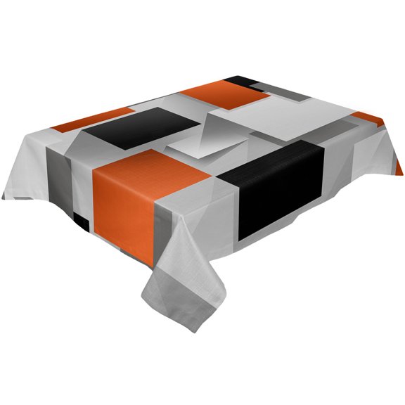 Art Geometric Figures Red Grey Wedding Decorative Kitchen Waterproof Tablecloth Gourmet Party Dining