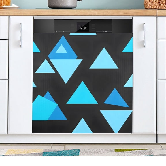Art Geometric Triangle and Line Dishwasher Magnetic Refrigerator Magnet Cover Kitchen Art Panel Decal Sticker Home Decorative 23"x26"