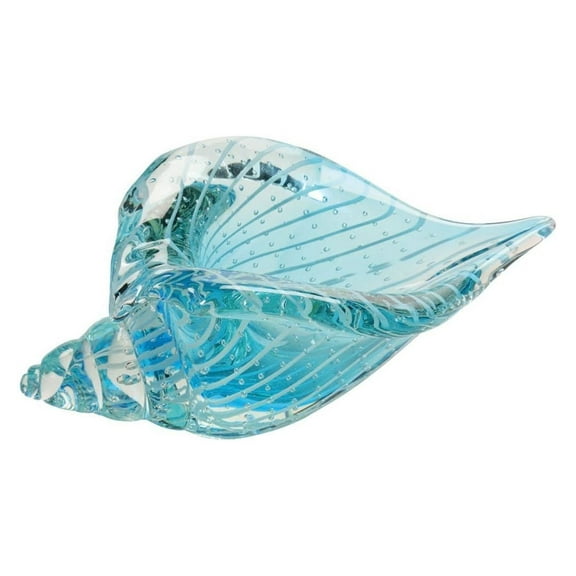 Art Glass Clear Blue Shell