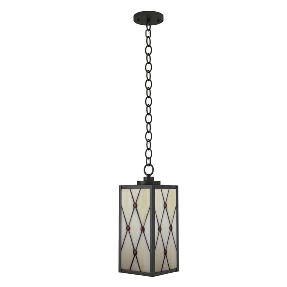 Art Glass Designs 12.5" Antique Style Outdoor Patio Mini Pendant with Frosted Art Glass