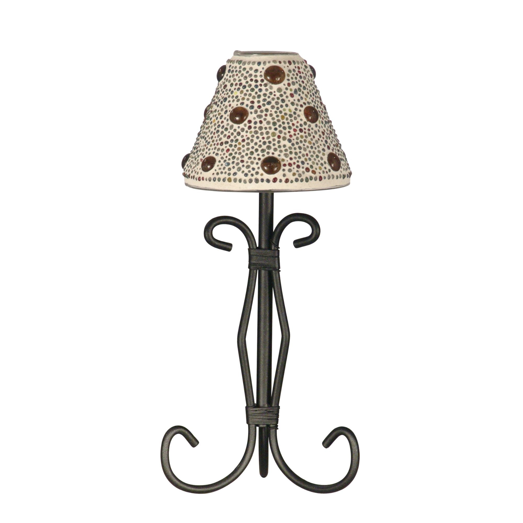 Ivory Beaded Jewel Glass Votive Candle Holder with Metal Stand