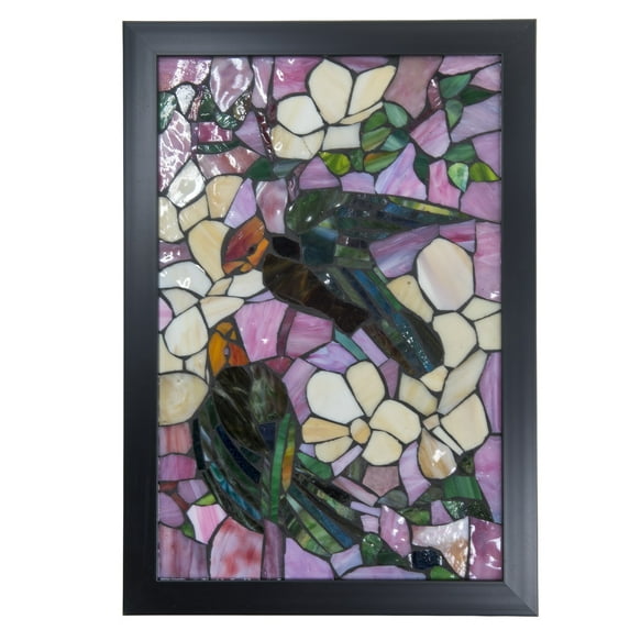 M0011M-Dale Tiffany Lighting-Parrots - 18 Inch Mosaic Art Glass Wall Panel