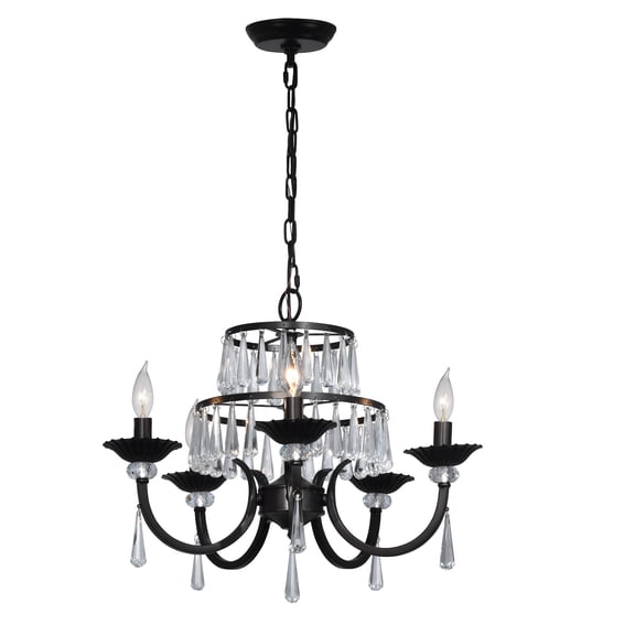 Art Glass Designs 21.75" Bronze Finish Teardrop Themed Chandelier