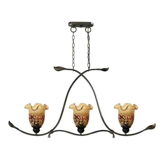 Art Glass Designs 45” Antique Bronze Hand Crafted Glass Tiffany-Style Ceiling Light Fixture