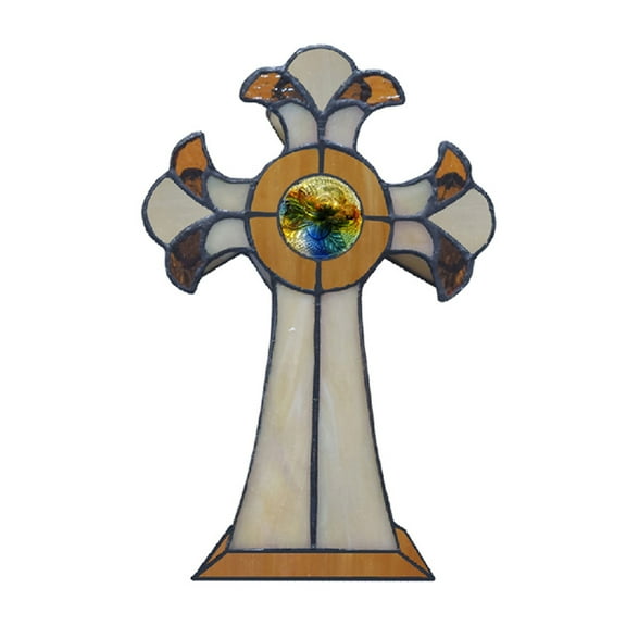 Art Glass Designs 9" Cross Hand Crafted Glass Accent Lamp