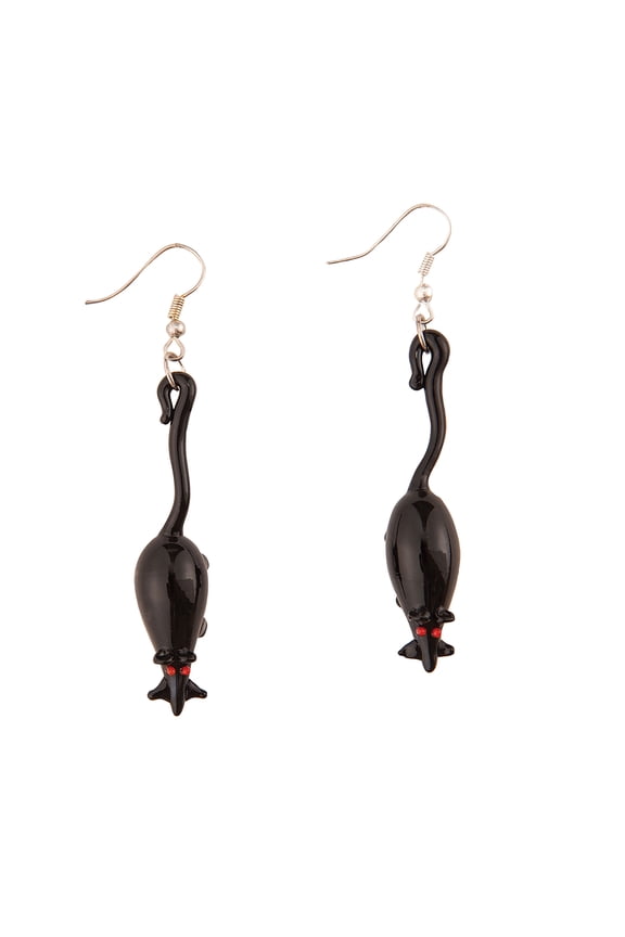 Art Glass Rat Halloween Earrings