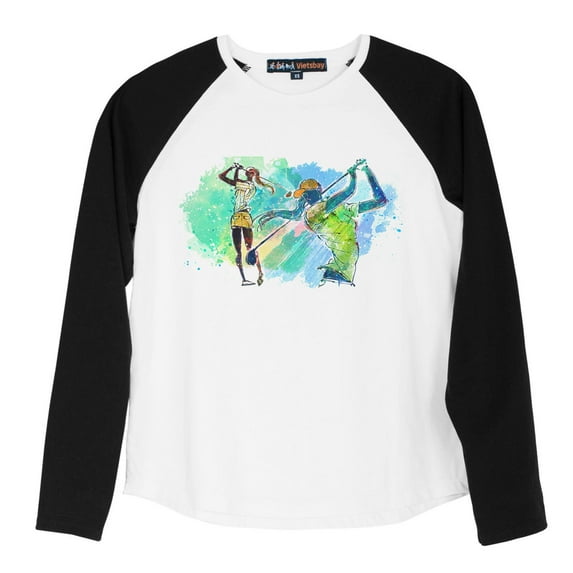 Art Golf Painting Printed 100% Cotton Long Sleeves Kid Raglan T-Shirt UTS_01 S