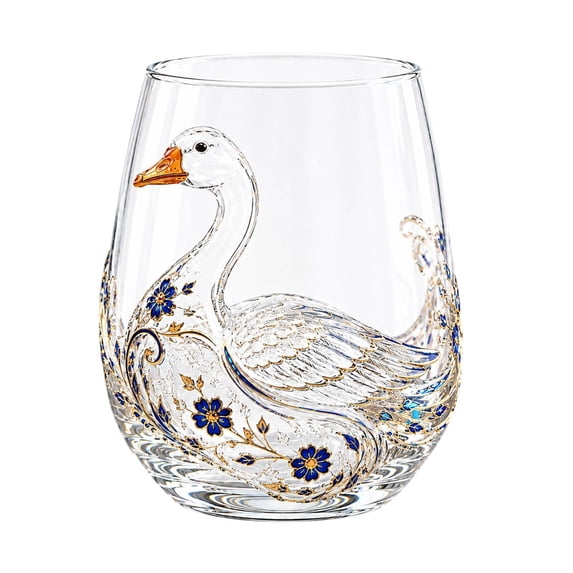 Art Goose Glass Cup,12 oz,Reusable Glassware Cup for Beverage,Soda,Lemon,Juice, Drinking Borosilicate Drinkware Mug,02- Goose Cup