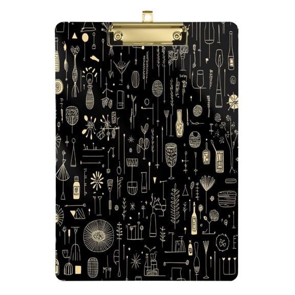 Art Hand Drawn Doodles 12.5x9in Clipboard, Durable Acrylic with Metal Clip and Wall Hook for Office or Classroom