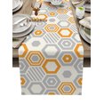 Art Hexagon Geometry Orange Grey Printed Table Cloth Coffee Table