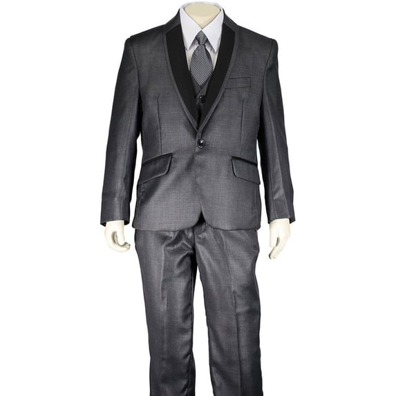 Art Hoffman Boy's BAD423 Piece Tuxedo Suit - Charcoal - 6