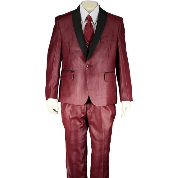 Art Hoffman Boy's BSS4235 Piece Tuxedo Suit - Wine Black - 18