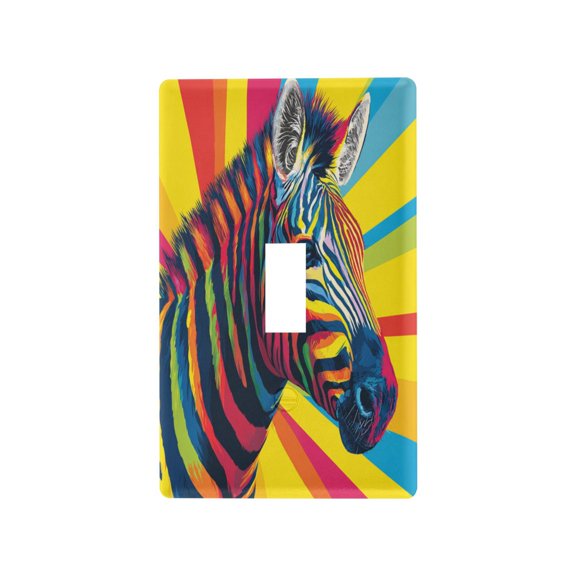Art Illustration Of A Zebra Decorative Wall Plate, Flame Retardant PC Plastic Light Switch & Outlet Cover with Mounting Screws Fits Toggle Switch