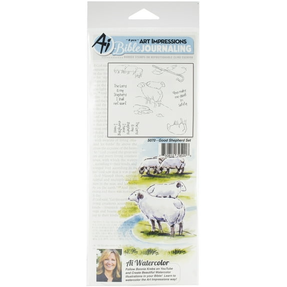 Art Impressions Bible Journaling Watercolor Rubber Stamps-Good Shepherd