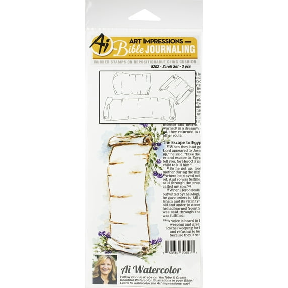 Art Impressions Bible Journaling Watercolor Rubber Stamps-Scroll