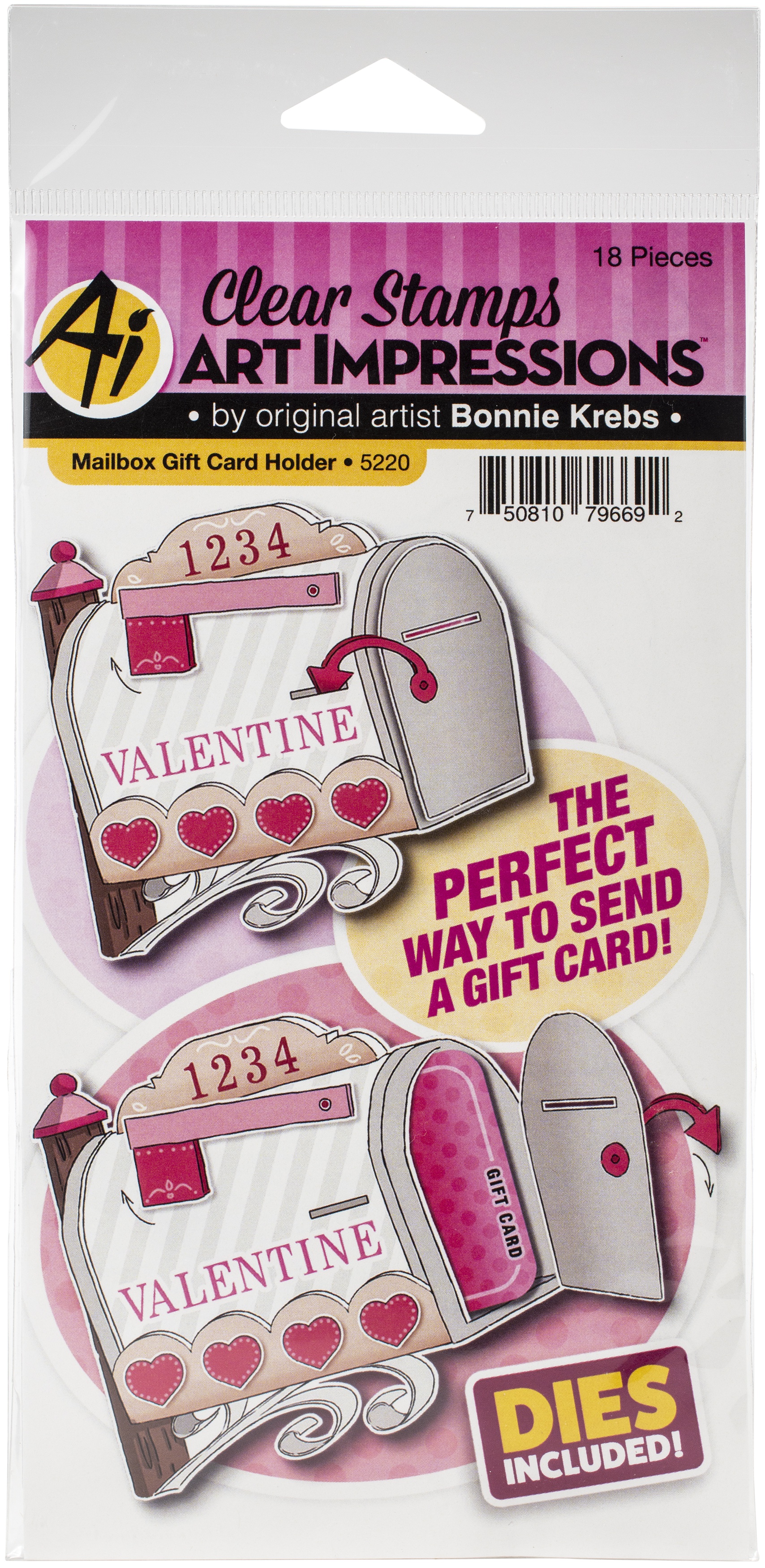 Art Impressions Valentines Clear Stamp & Die SetMailbox Gift Card