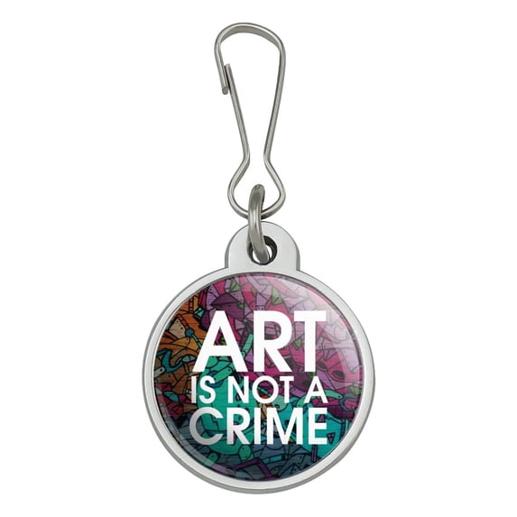 Art Is Not A Crime Graffiti Jacket Handbag Purse Luggage Backpack Zipper Pull Charm