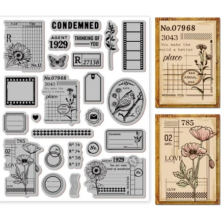 Art Journal Background Cling Rubber Stamp Art Journal Cling Mount Stamp Script Stamps Script Stamps for Card Making and oto Album Decor Decoration and DIY Scrapbooking 8.66×7.09inch