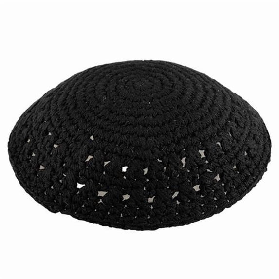Art Judaica 16209 18 cm Knitted Kippah with Hole, Black