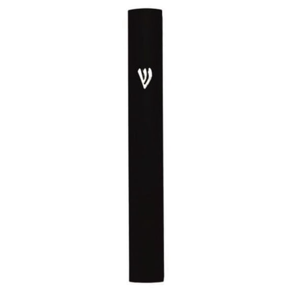Art Judaica 22842 15 cm Black Metal Aluminum Mezuzah with Shin