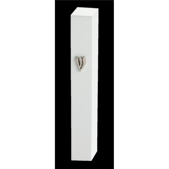 Art Judaica 23589 12 cm Mezuzah with Metal Shin, Sparkle White