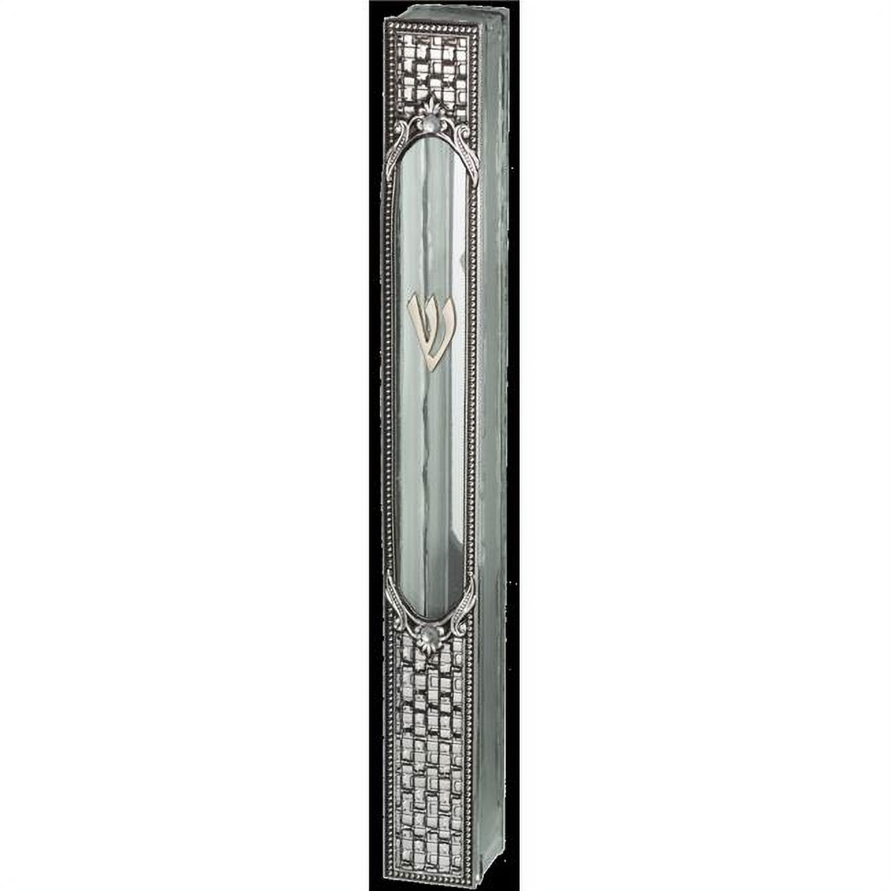 20 cm Glass Mezuzah with Classic Metal Plaque