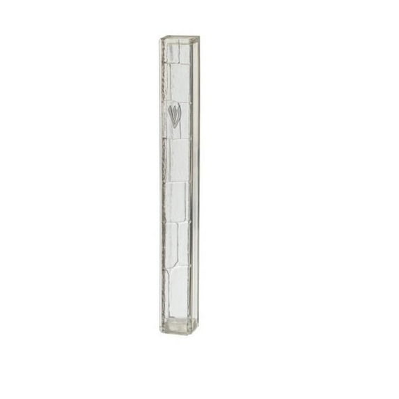 Art Judaica 24012 15 cm Plastic Transparent Mezuzah with Rubber Cork & The Letter Shin
