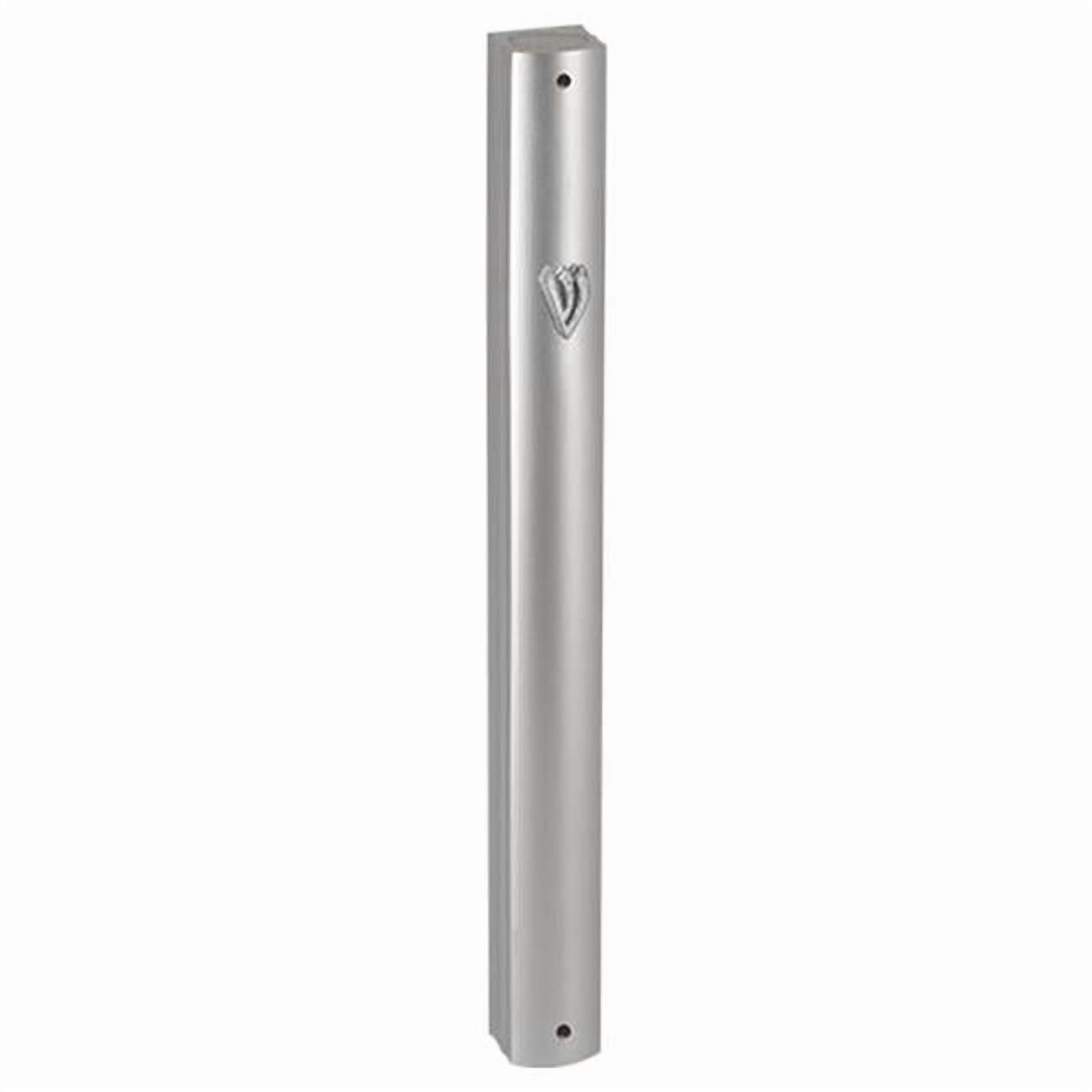 Art Judaica 24073 20 cm Aluminum Mezuzah Cover with Metal Shin - Matte Silver